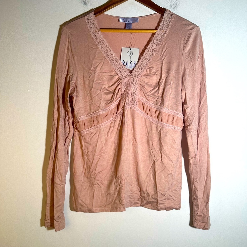 Elegant Pink Lace Trim Women's Top
